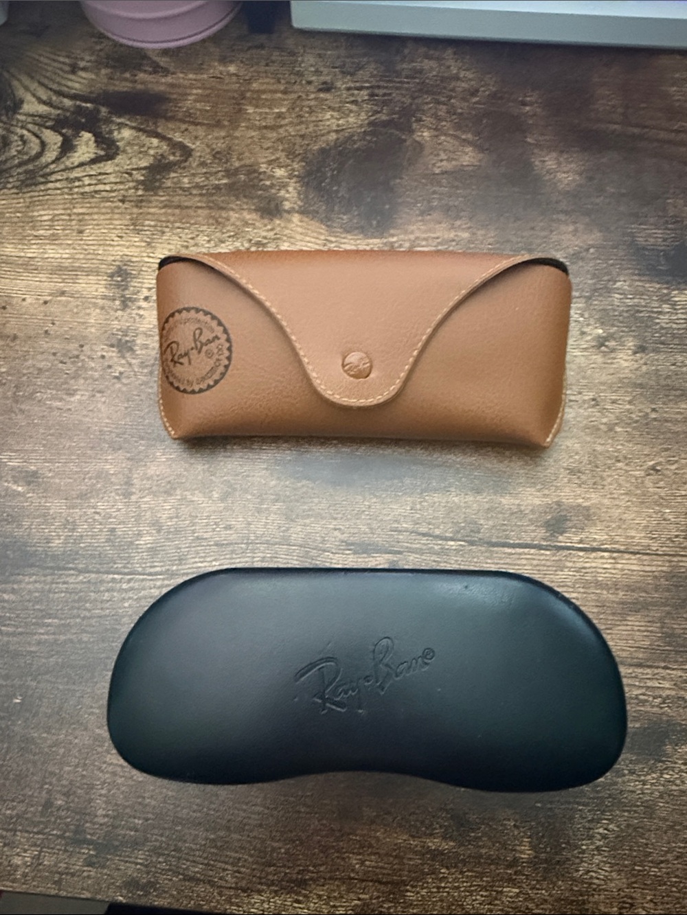 Ray-Ban Brown Leather and Black Hard Shell Sunglass Cases